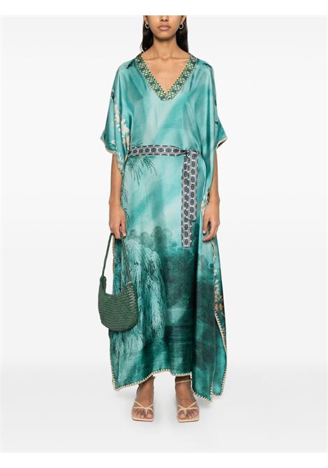 Kaftano in seta stampata turchese PIERRE LOUIS MASCIA | ALOE/S-KL12428515004/101